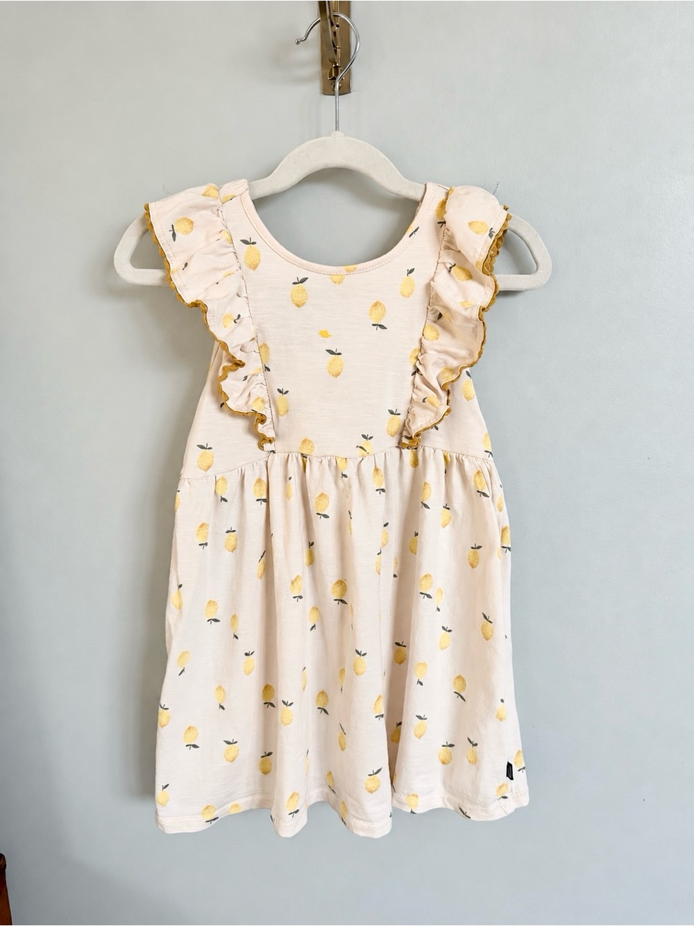 Modern Moments by Gerber Girls 4T Lemon Ruffle Dress Ivory Yellow Cotton